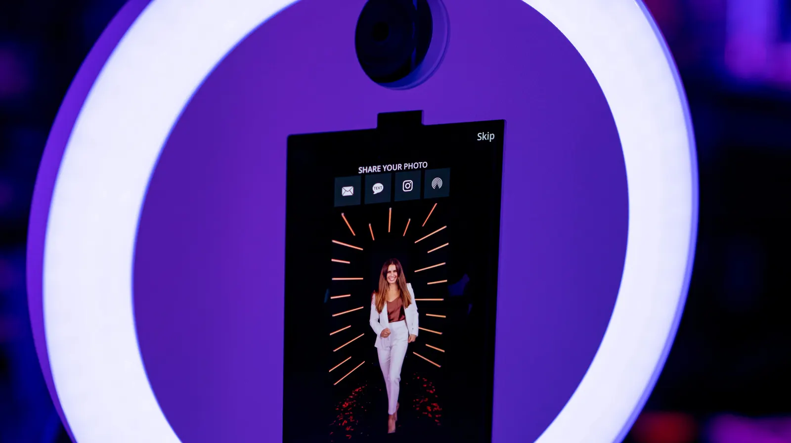 Guest receiving their photos instantly at a corporate event