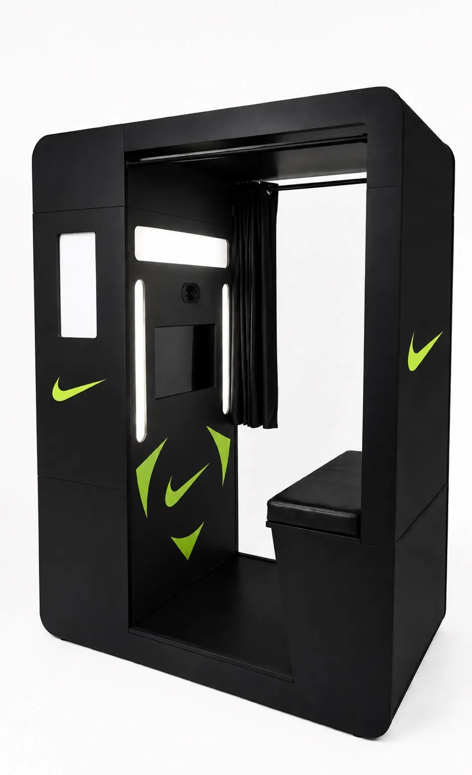 Classic enclosed photo booth with a privacy curtain