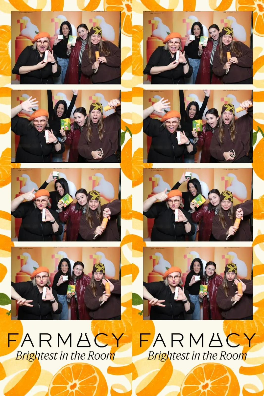 Group photo strip from the Farmacy Beauty Brightest in the Room event