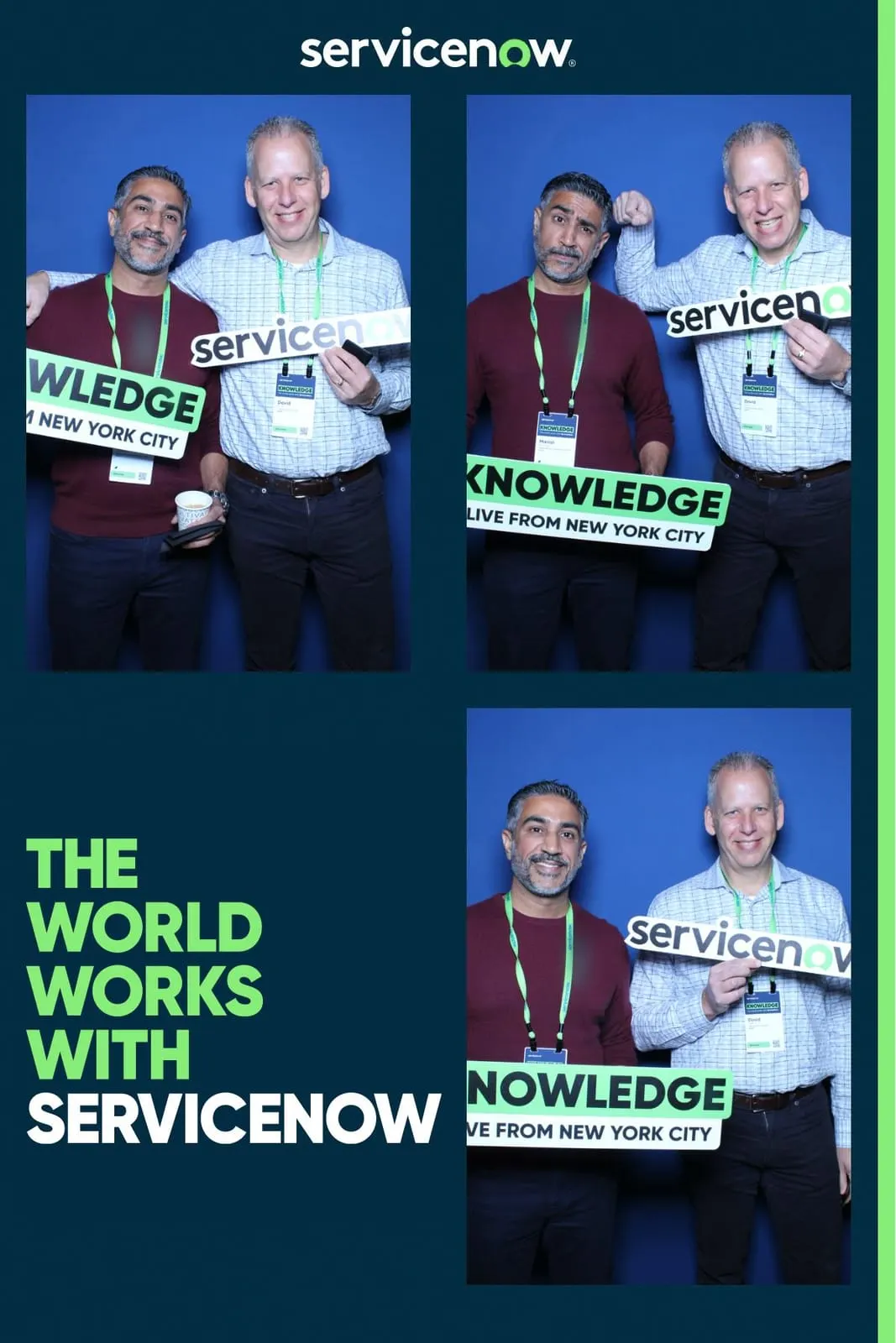 Conference attendees at the ServiceNow activation photo booth
