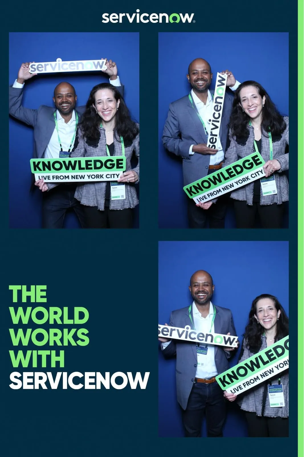 ServiceNow conference guests at the branded photo booth