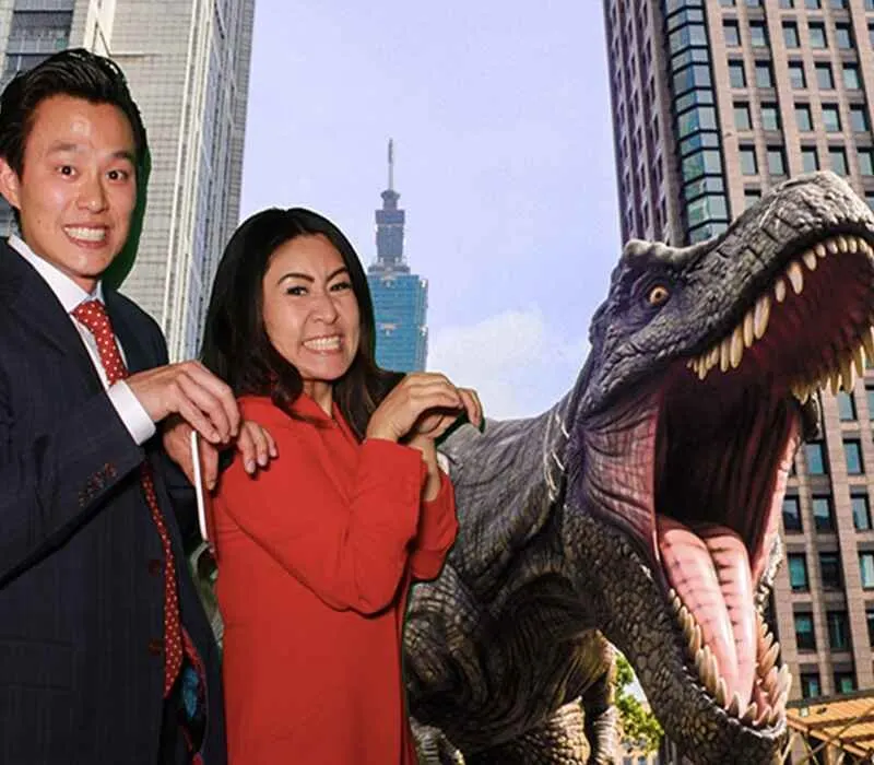 Guests choosing a green screen background at a party
