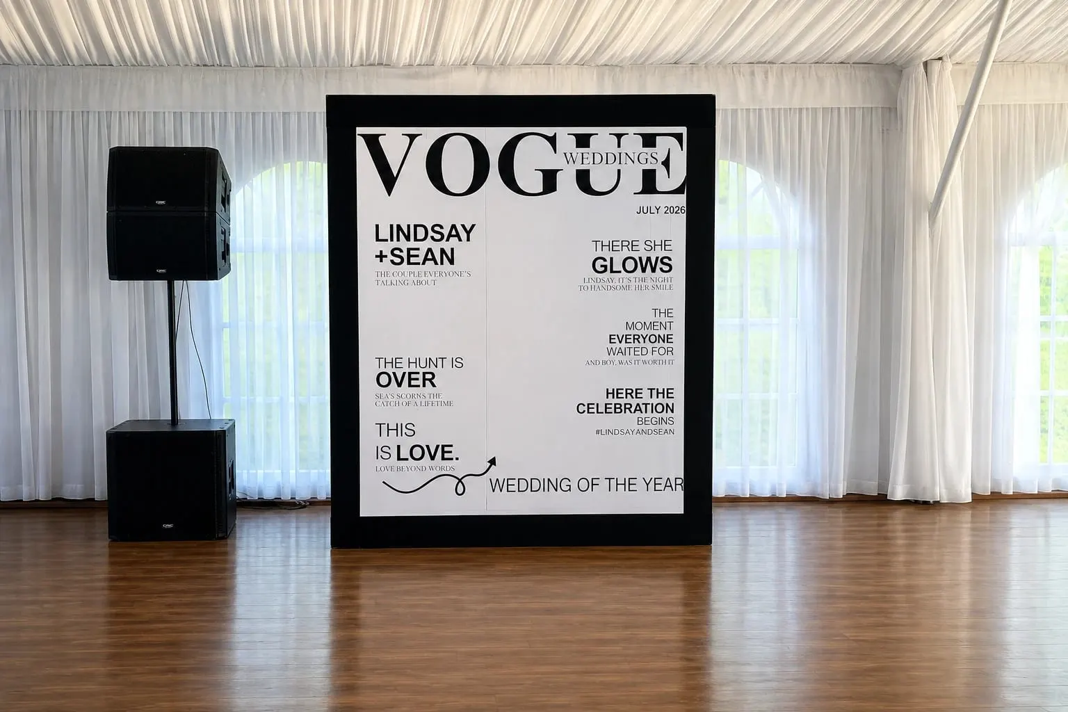 Magazine cover photo booth print featuring event guests
