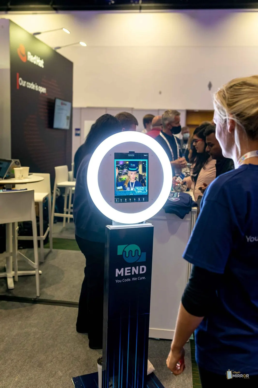 Trade show stand photo activation with branded overlays